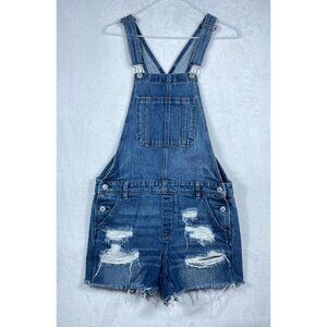 American Eagle Jean Overall Shorts Women’s Small Tomgirl Shortall Distressed